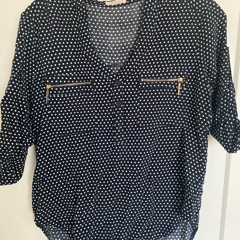 Black and white polka dot blouse